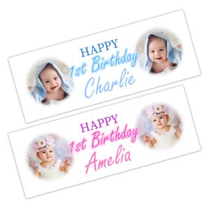 Birthday banners for any age and name with a photo