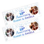 wedding anniversary photo wall banner blue