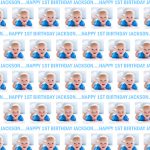 baby boys photo printed on gift wrap