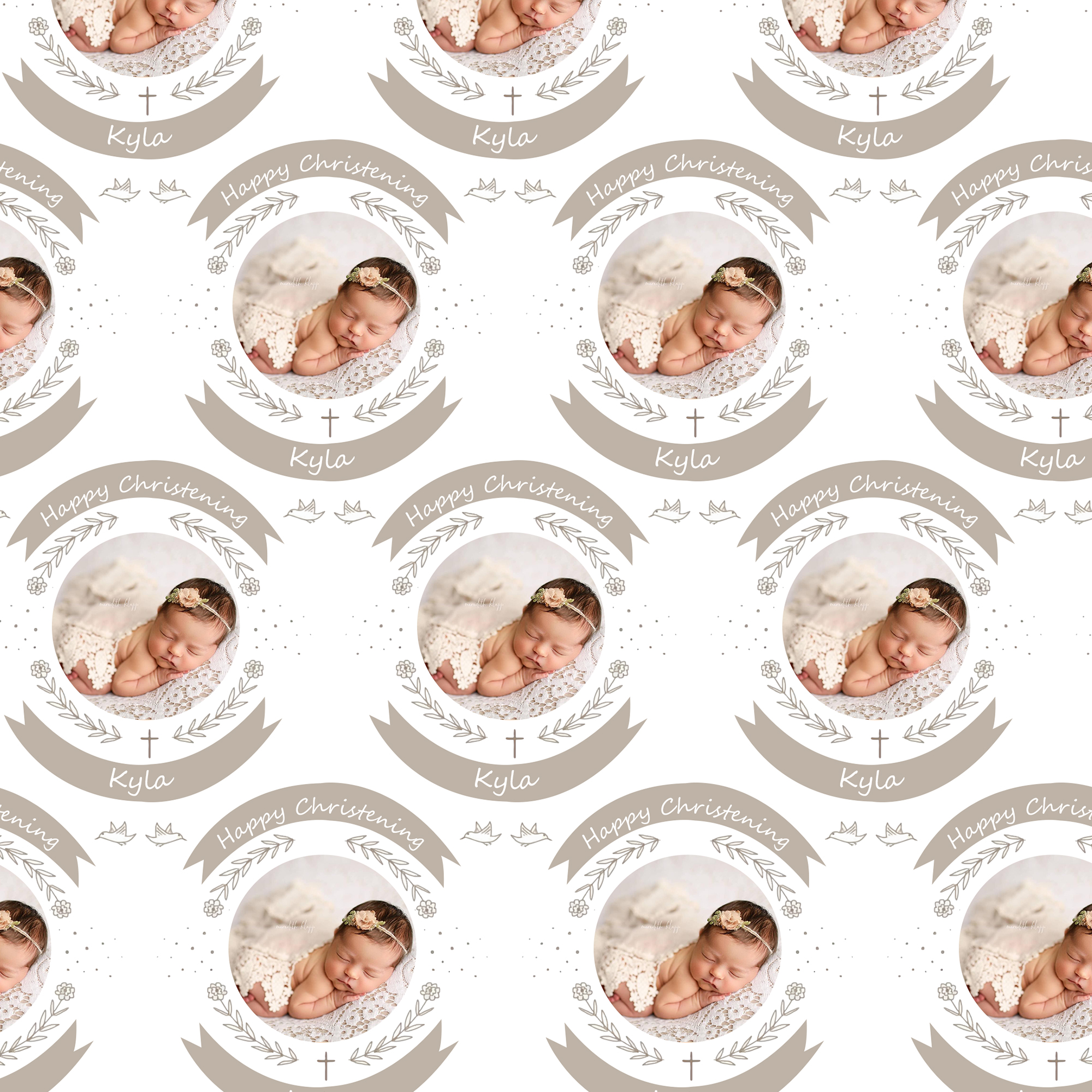Christening Photo Wrapping Paper Get Invited