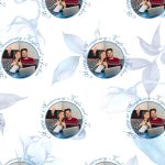 anniversary gift wrap with the bride and group faces on