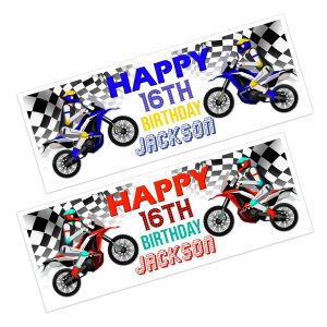 Motor Bike Happy Birthday Banner