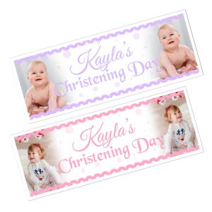 Girls Christening Baptism Photo Banner