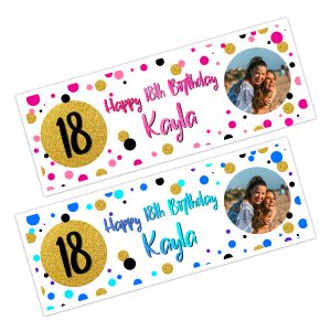 pink & blue pphoto birthday wall banner