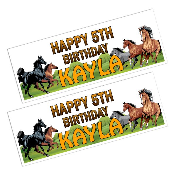 horses with yellow name on happy birthday