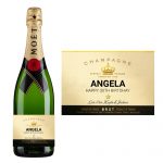 Moet champagne Bottle Label with a custom name on
