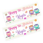 cute cartoon owls on a wall banner