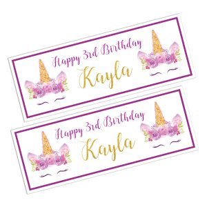 unicorn images and horn on a banner