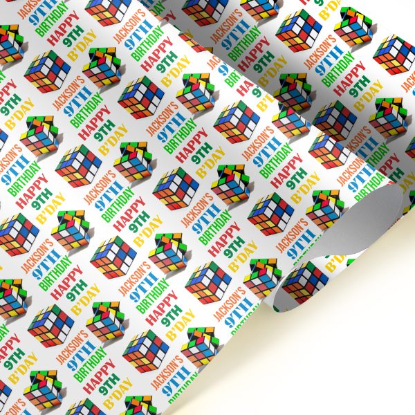rubik cubes on gift wrapping paper