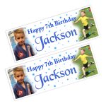 Photos either side on happy birthday wall banner