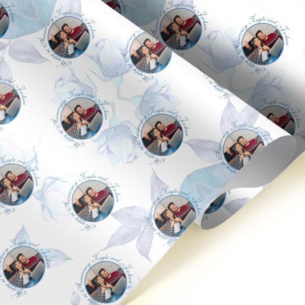 photos in a circle for a anniversary wrapping present