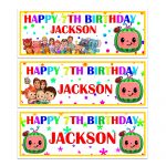 a group of banners with cartoon characters