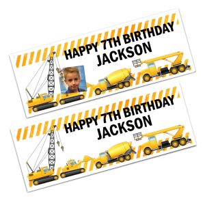 JCB Yellow diggers on a banner