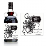 a bottle of Kraken with a label saying happy birthday and a name