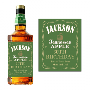 a bottle of Jack Daniels with a green label for a birthday