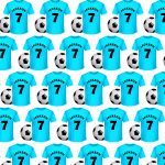 a pattern of shirts and a football ball