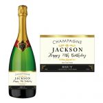 a bottle of champagne with a label