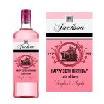 pink gin bottle label to go on a bottle