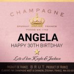 Moet rose personalised label