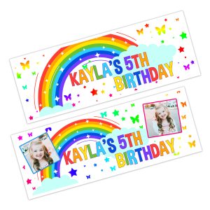 Rainbow Happy Birthday Photo Banner