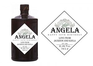 Hendricks bottle with a happ Birthday name Label