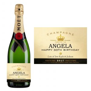 Moet Champagne Personalised Happy Birthday Gold Label