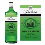 a bottle of gordons gin with a green label saying happy birthday