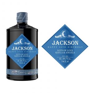 a bottle of gin Hendricks lunar gin liquor with a label