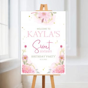 Sweet 16th Personalised Birthday party Welcome sign.