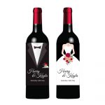 Personalised Bride and groom wedding wine bottle labels