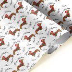 sausages on Christmas paper