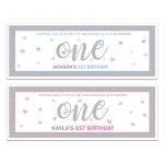 Silver 1st Birthday banner Choice of pink or blue free delivery