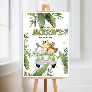Safari Animal Theme Birthday Party welcome Sign