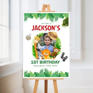 Jungle them sign with photo of child