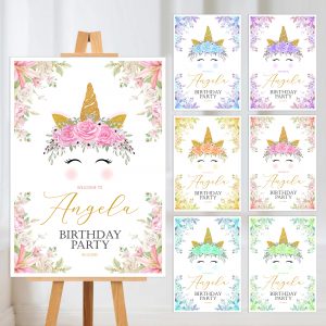 unicorn birthday signs for party