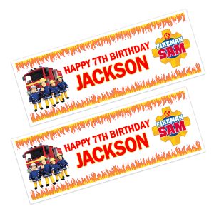 fireman sam on a birthday party banner
