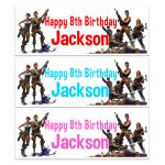 a group of banners with text and characters