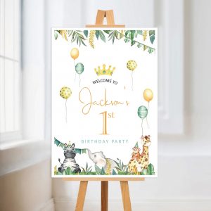 Jungle animals party sign