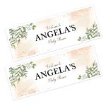 two banners for a wall with a baby shower party