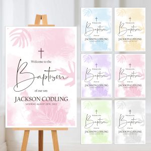 watercolour baptism sign