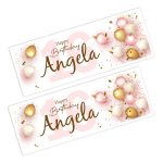 rose gold balloons on a banner for birthday party