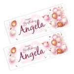 pink balloons on a banner for birthday party