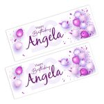 purple balloons on a banner for birthday party