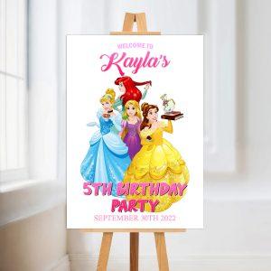 Personalised Disney princess welcome party sign