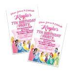 Personalised Disney princess Birthday party Invites