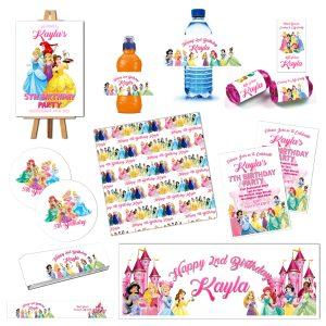 a collection of different princess items