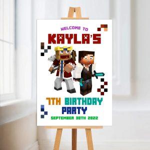 Personalised Minecraft Birthday Party Sign