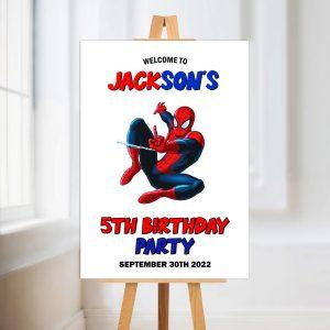 Spiderman Birthday party welcome sign
