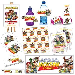Toy Story personalised party decorations.