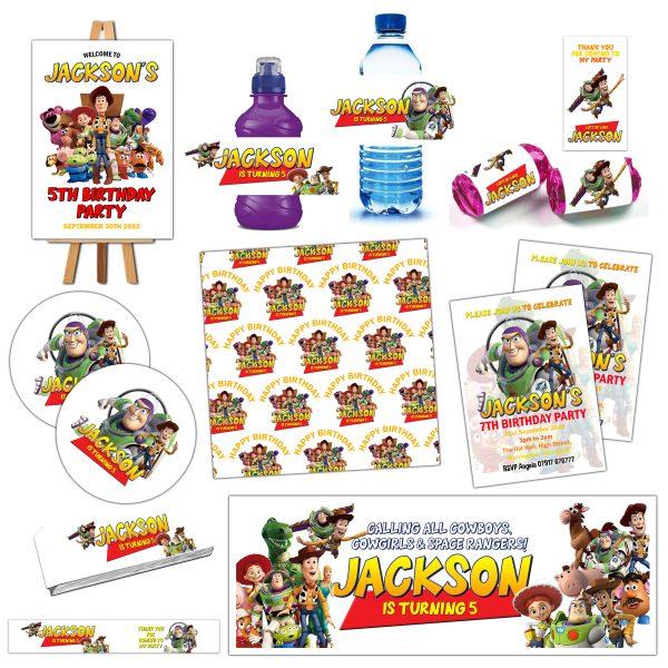 Toy Story personalised party decorations.